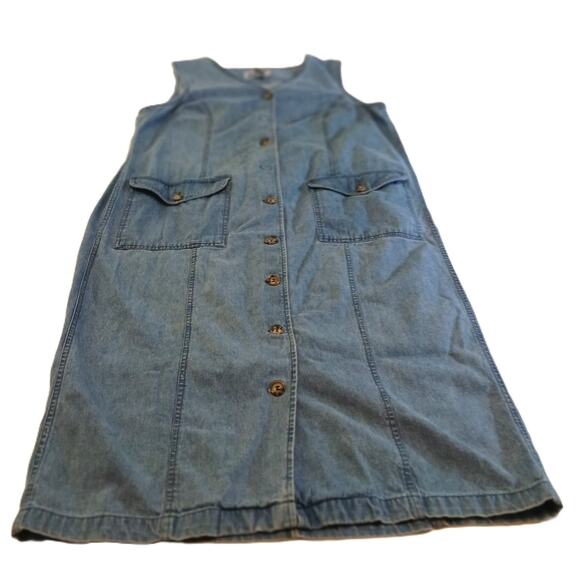 Vintage Truly Yours Washed Denim Dress/ Long/ Button Front w/Pockets/ 16W - Picture 4 of 10